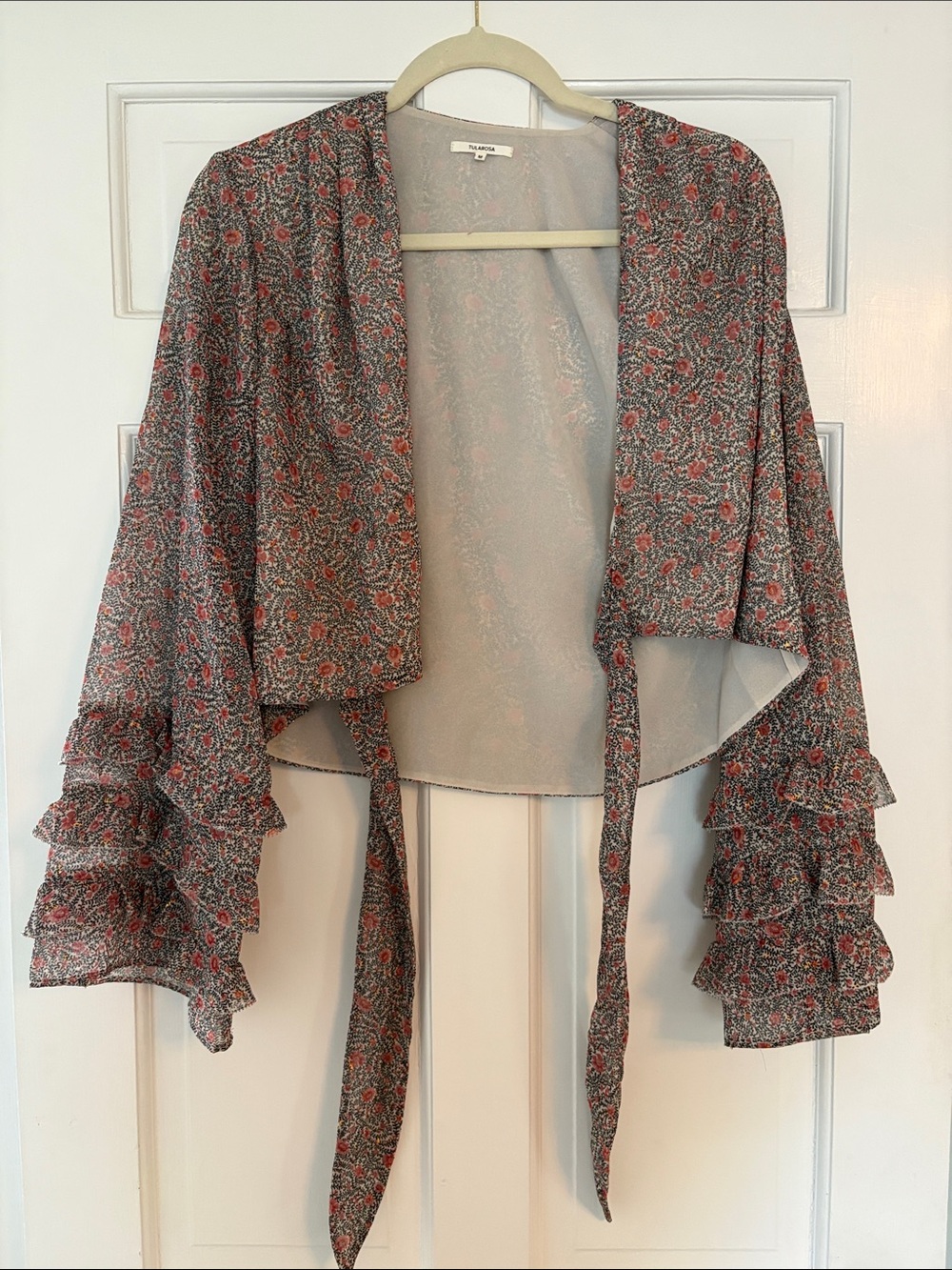 Tularosa Floral Tie-Front Ruffle Top